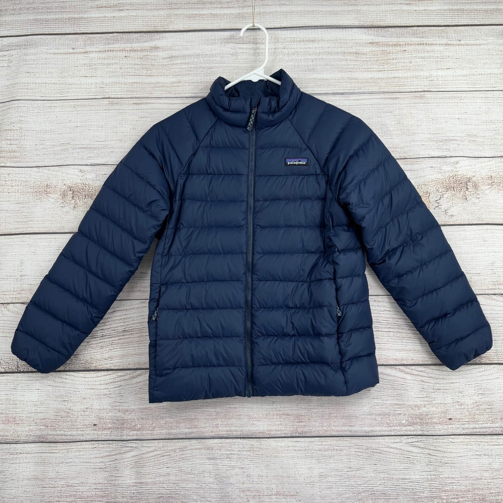 Patagonia Down Sweater Jacket Kids Size M 10 Navy Blue Puffer STY68625